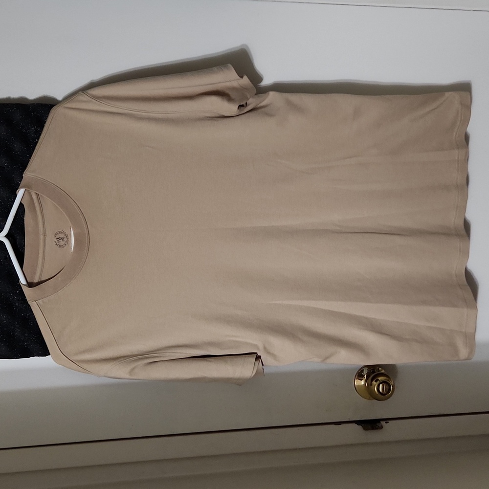 Bugatchi UV50 Tan Beige Performance Pima Cotton Crewneck T-Shirt